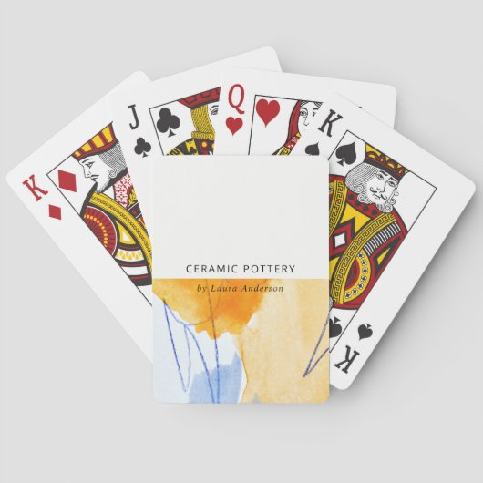 抽象芸術芸術的イエローブルーウォーターカラーアート トランプ (裏面)