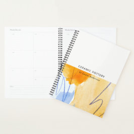 抽象芸術芸術的イエローブルーウォーターカラーアート プランナー手帳