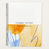 抽象芸術芸術的イエローブルーウォーターカラーアート プランナー手帳 (正面)