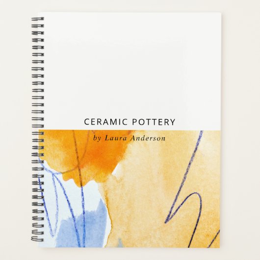 抽象芸術芸術的イエローブルーウォーターカラーアート プランナー手帳 (正面)