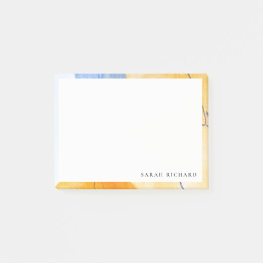 抽象芸術芸術的イエローブルーウォーターカラーアート ポストイット (正面)