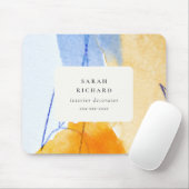 抽象芸術芸術的イエローブルーウォーターカラーアート マウスパッド (マウス)