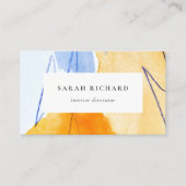 抽象芸術芸術的イエローブルーウォーターカラーアート 名刺 (正面)