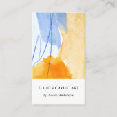 抽象芸術芸術的イエローブルーウォーターカラーアート 名刺 (正面)