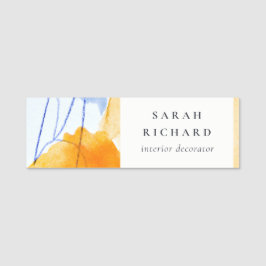 抽象芸術芸術的イエローブルーウォーターカラーアート 名札