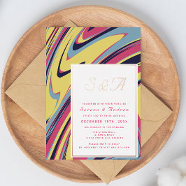 抽象芸術芸術的カラフルシモダンックバラ金ゴールド 箔招待状