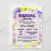 抽象芸術芸術的パステルフローラブライダルシャワー 招待状 (正面)