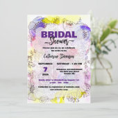 抽象芸術芸術的パステルフローラブライダルシャワー 招待状 (スタンド正面)