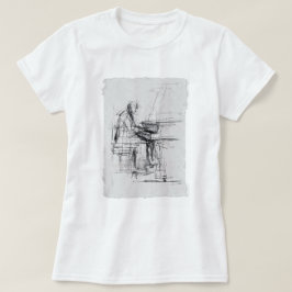 抽象芸術芸術的ピアニストスケッチ – Tシャツ