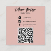 抽象芸術芸術的ピンク黒絵を描ブラシ スクエア名刺 (裏面)