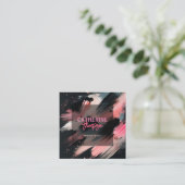 抽象芸術芸術的ピンク黒絵を描ブラシ スクエア名刺 (スタンド正面)