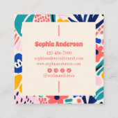 抽象芸術芸術的フローラ-トレンディーカラフルスクエア スクエア名刺 (裏面)