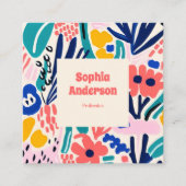 抽象芸術芸術的フローラ-トレンディーカラフルスクエア スクエア名刺 (正面)