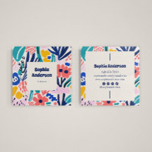 抽象芸術芸術的フローラ-トレンディーカラフルスクエア