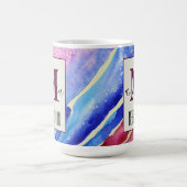 抽象芸術芸術的ブルーピンク美しいサロンモノグラム コーヒーマグカップ (中央)