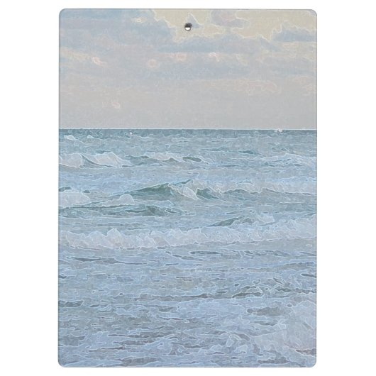 抽象芸術芸術的ブルー緑海波 クリップボード (裏面)