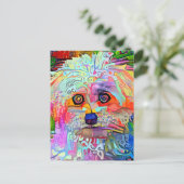 抽象芸術芸術的ペットドッグポートレート絵画ズ ポストカード (スタンド正面)