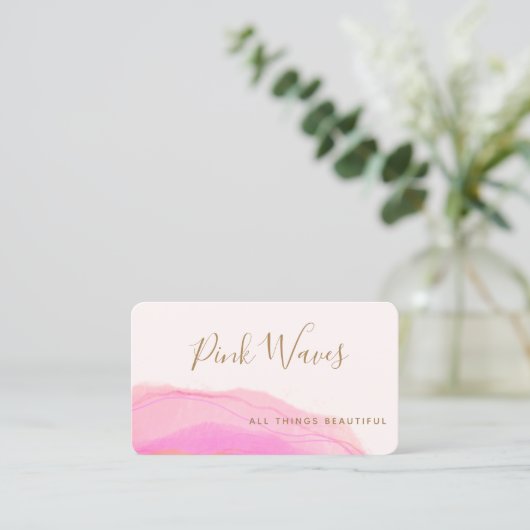 抽象芸術芸術的マゼンタピンク水彩事業 名刺 (スタンド正面)