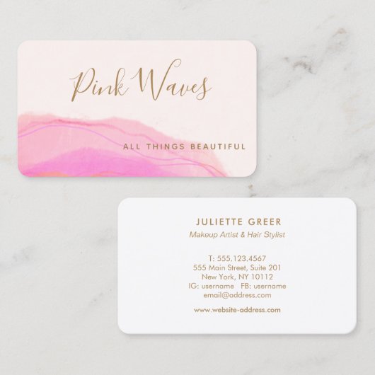 抽象芸術芸術的マゼンタピンク水彩事業 名刺 (正面/裏面)