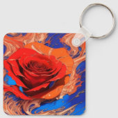 抽象芸術芸術的マーブルバラ キーホルダー (裏面)