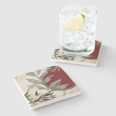 抽象芸術芸術的禅水彩葉 | Burgundy ストーンコースター (横)