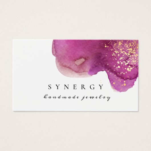 抽象芸術芸術的紫色の水彩形状金ゴールドアート (正面)