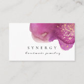 抽象芸術芸術的紫色の水彩形状金ゴールドアート 名刺 (正面)