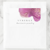 抽象芸術芸術的紫色の水彩形状金ゴールドアート 長方形シール (バッグ)