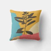 抽象芸術芸術的葉シルエットカラーブロック クッション (裏面)