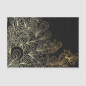 抽象芸術芸術的金ゴールドラインアートドゥードルオンブラック 薄葉紙 (正面)