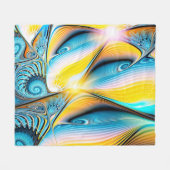 抽象芸術芸術的金色と青モダン色の光 フリースブランケット (正面(横))