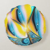 抽象芸術芸術的金色と青モダン色の光 ラウンドクッション (裏面)