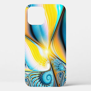 抽象芸術芸術的金色と青モダン色の光 iPhone 12ケース