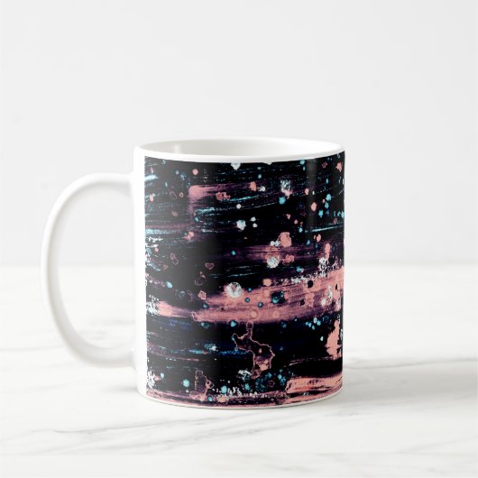抽象芸術芸術的（濃い灰色とピンクの背景） コーヒーマグカップ (左)