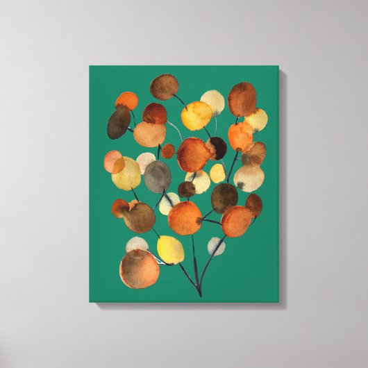 抽象芸術茶色の秋のアースツリーアート キャンバスプリント (正面)