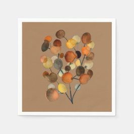 抽象芸術茶色の秋のアースツリーアート スタンダードカクテルナプキン