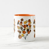 抽象芸術茶色の秋のアースツリーアート ツートーンマグカップ (中央)