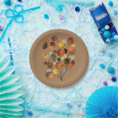 抽象芸術茶色の秋のアースツリーアート ペーパープレート (パーティー)