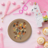 抽象芸術茶色の秋のアースツリーアート ペーパープレート (パーティー)