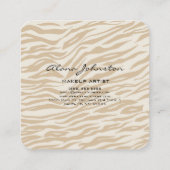 抽象芸術茶色ゼブラ印刷メイクアップアーティスト スクエア名刺 (裏面)