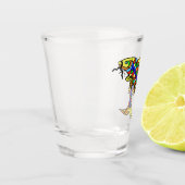 抽象芸術華美魚の大胆な色のフィはかりで測ン ショットグラス (左)