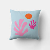 抽象芸術葉のピンクと青のシェイプの切り抜き クッション (裏面)