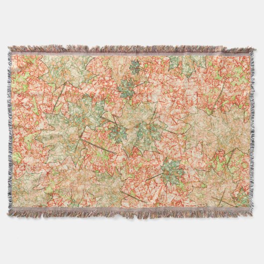 抽象芸術葉の付いたサンゴの背景 スローブランケット (正面)