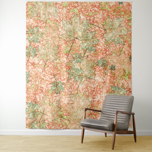 抽象芸術葉の付いたサンゴの背景 タペストリー (インサイチュ)