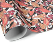 抽象芸術葉の果実（黒） ラッピングペーパー (ロールコーナー)