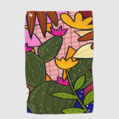 抽象芸術葉の花 ゴルフタオル (正面)