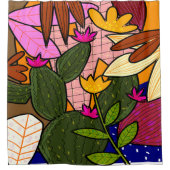 抽象芸術葉の花 シャワーカーテン (正面)