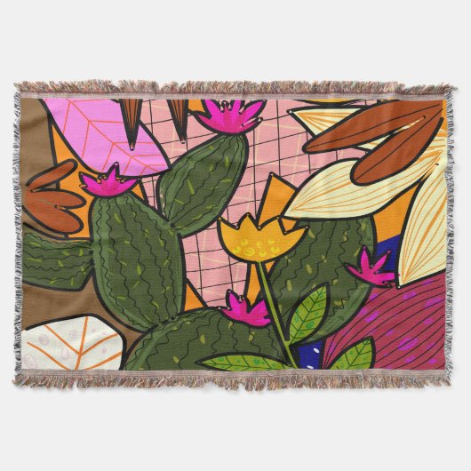 抽象芸術葉の花 スローブランケット (正面)