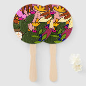 抽象芸術葉の花 ハンドファン (正面&裏面)