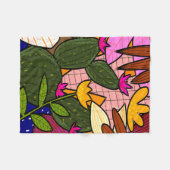 抽象芸術葉の花 フリースブランケット (正面(横))